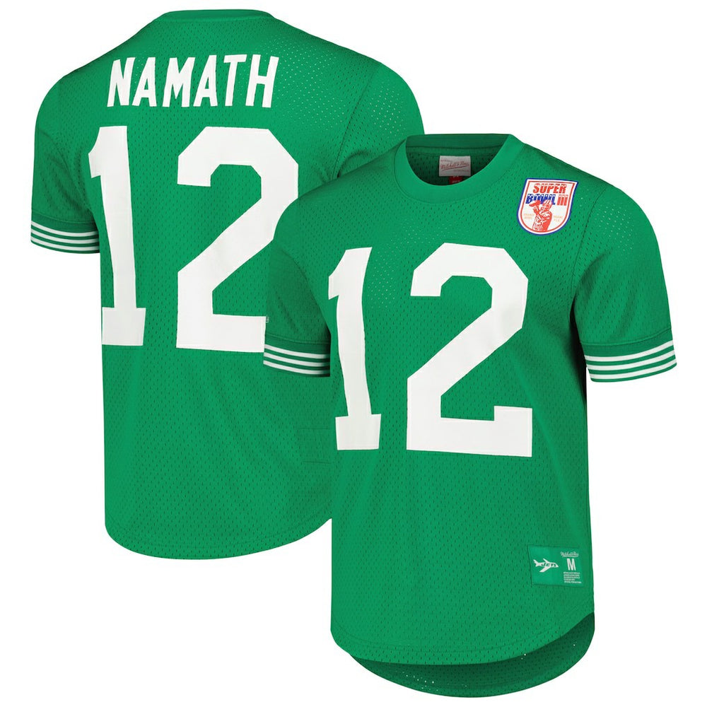 Mitchell & Ness Joe Namath New York Jets Retired Player Name & Number Mesh Top Kelly Green