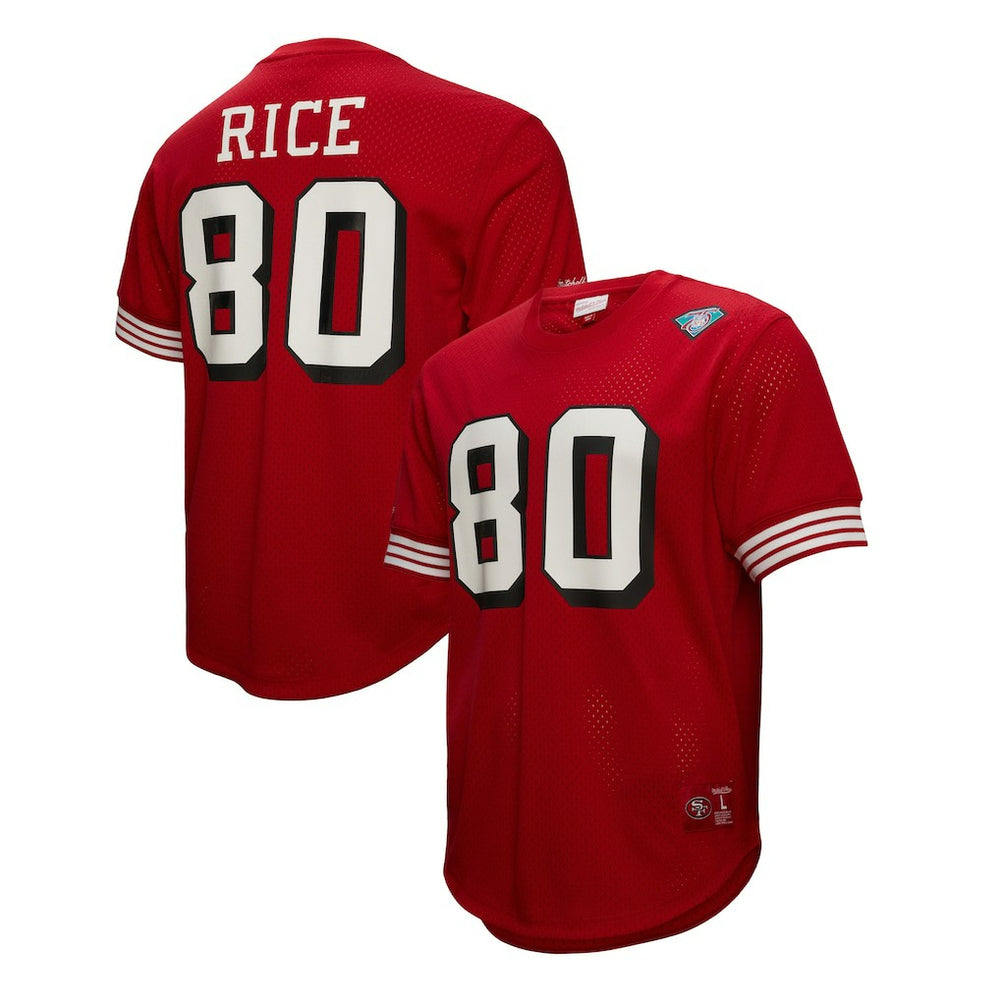 Mitchell & Ness Jerry Rice San Francisco 49ers Retired Player Name & Number Mesh Top Scarlet