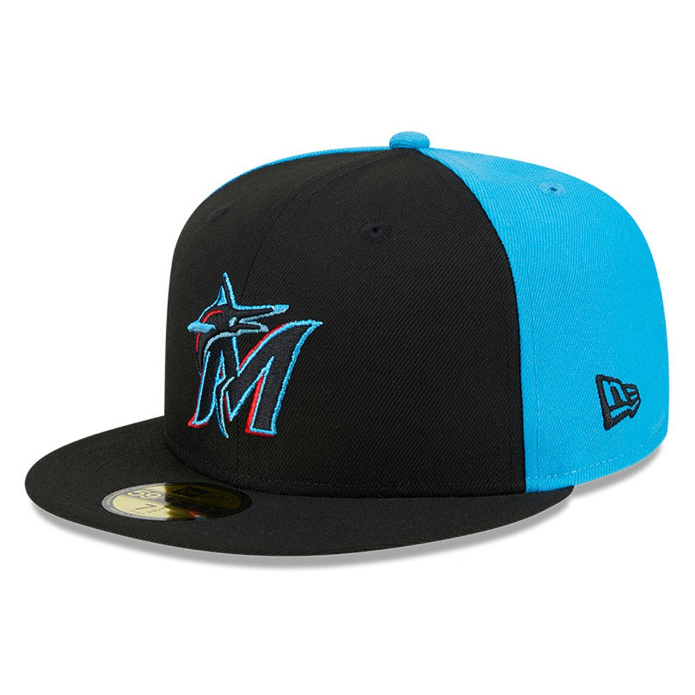 Miami Marlins New Era Gameday Sideswipe 59FIFTY Fitted Hat - Black/Blue - New Era Online