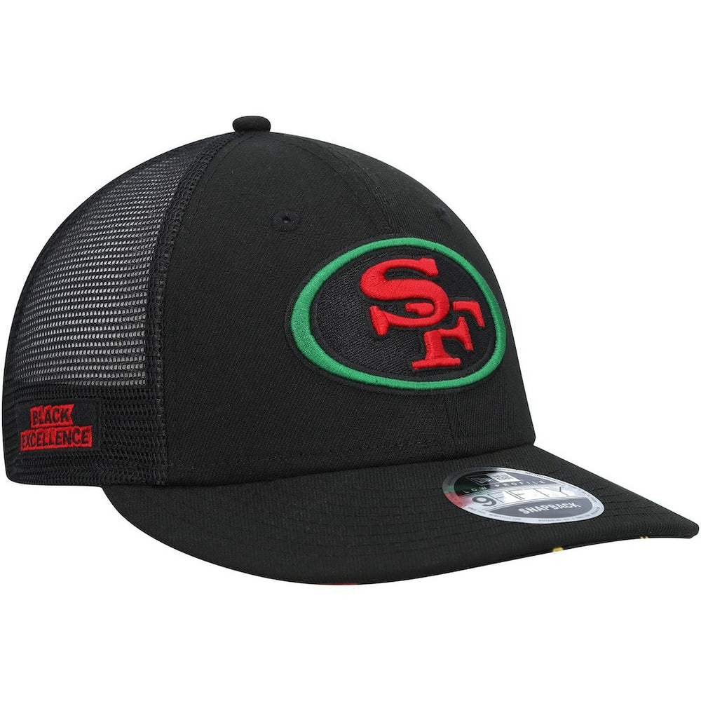 San Francisco 49ers New Era Black Excellence Collection Trucker Low Profile 9FIFTY Snapback Hat Black
