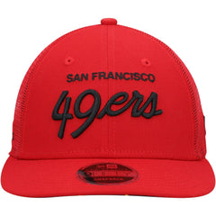 San Francisco 49ers New Era Black Excellence Collection Wordmark Trucker Low Profile 9FIFTY Snapback Hat Scarlet