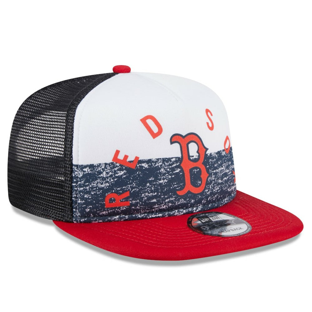 Boston Red Sox New Era Team Foam Front A-Frame Trucker 9FIFTY Snapback Hat - White/Red - New Era Lifestyle