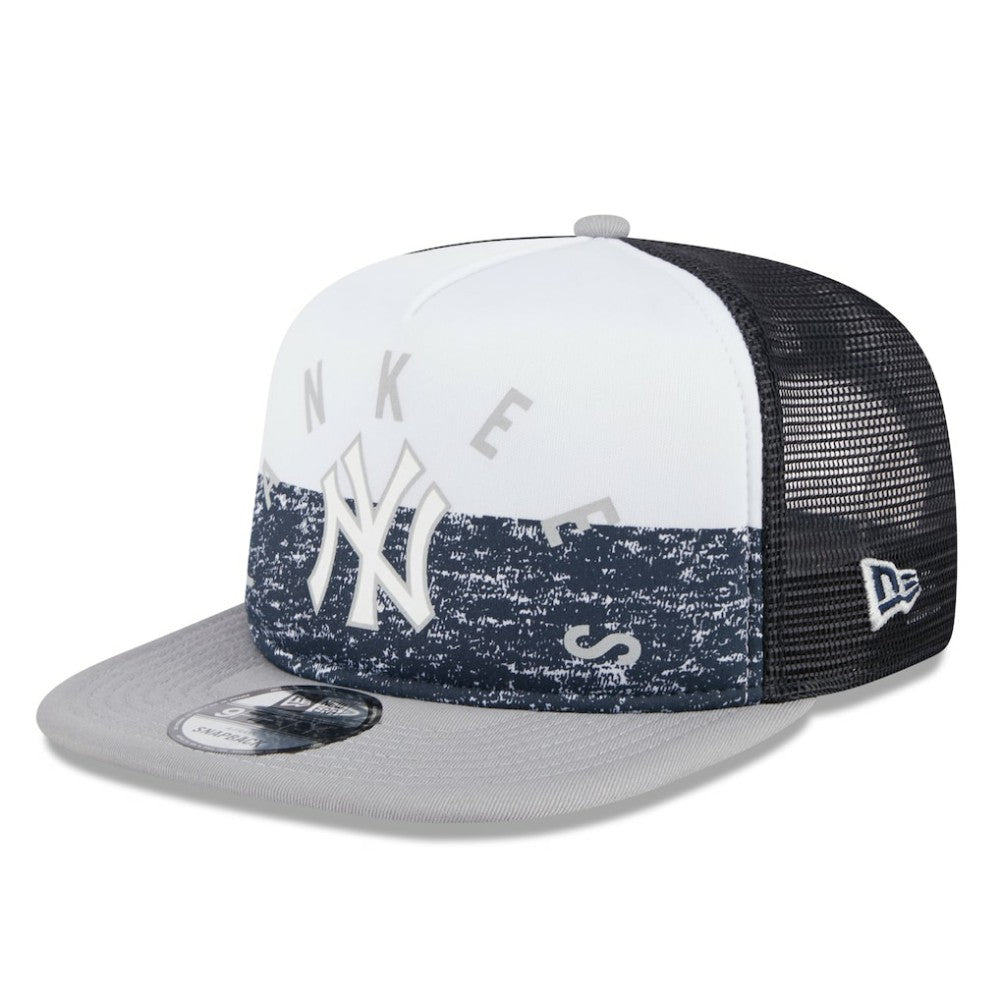New York Yankees New Era Team Foam Front A-Frame Trucker 9FIFTY Snapback Hat - White/Gray - New Era Online