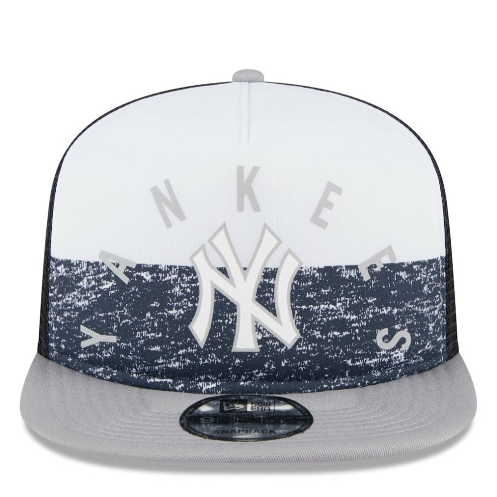 New York Yankees New Era Team Foam Front A-Frame Trucker 9FIFTY Snapback Hat - White/Gray - New Era Online