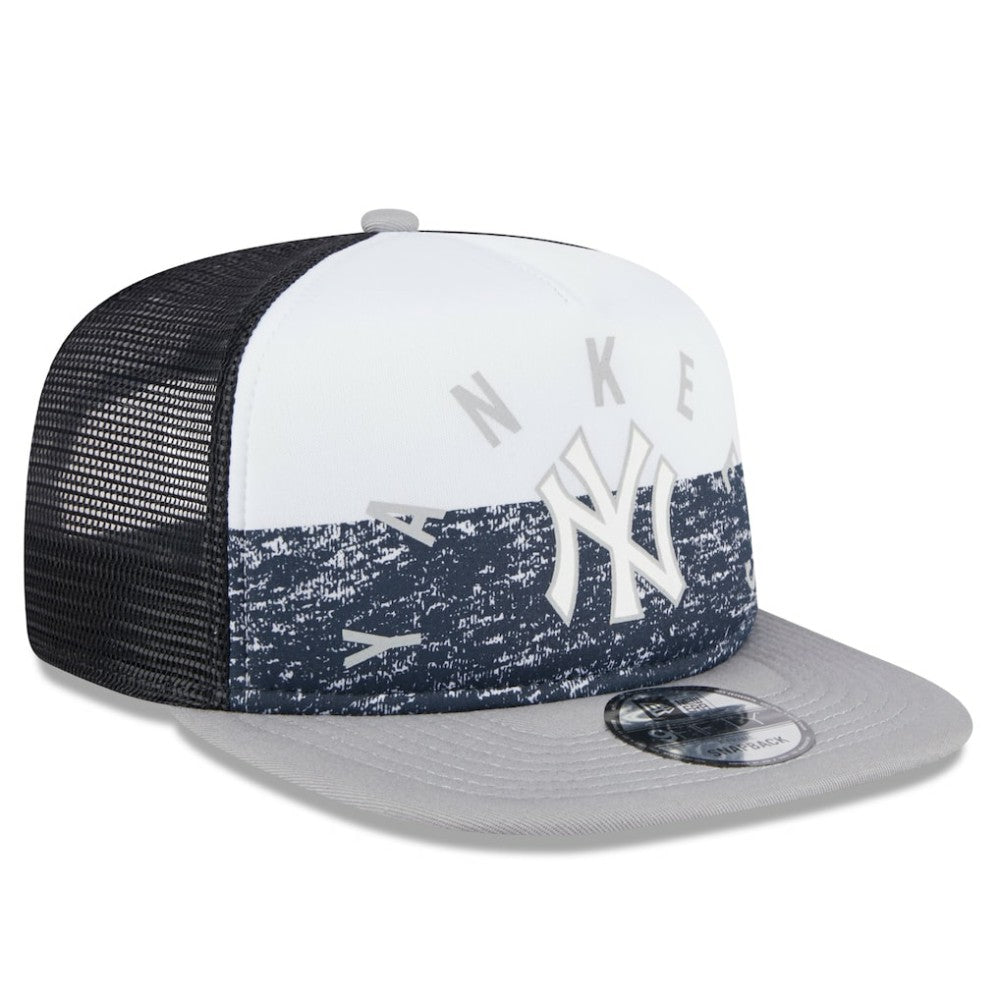 New York Yankees New Era Team Foam Front A-Frame Trucker 9FIFTY Snapback Hat - White/Gray - New Era Online