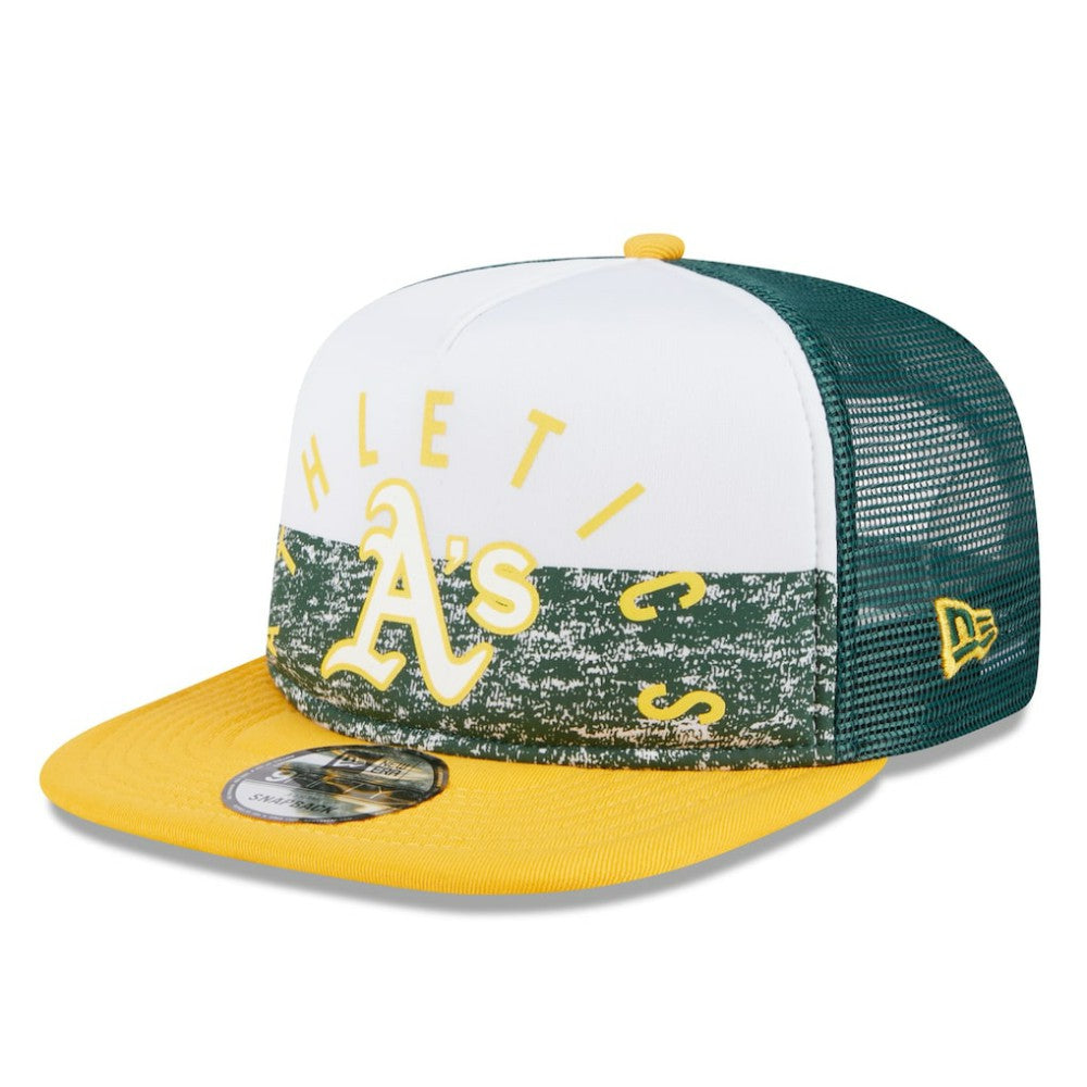 Athletics New Era Team Foam Front A-Frame Trucker 9FIFTY Snapback Hat - White/Gold - New Era Sale