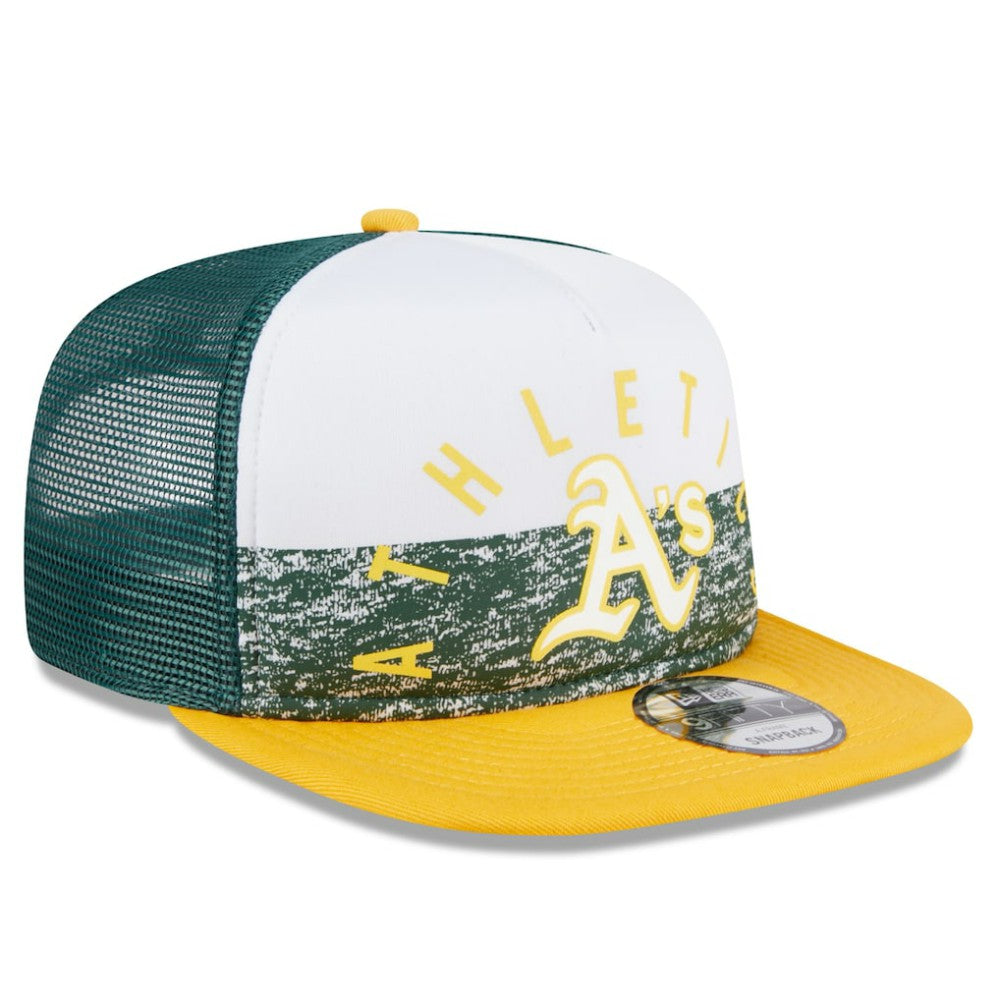 Athletics New Era Team Foam Front A-Frame Trucker 9FIFTY Snapback Hat - White/Gold - New Era Sale