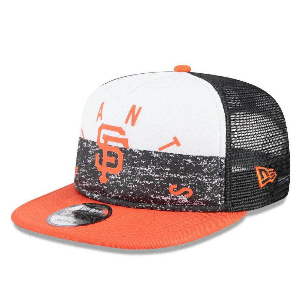 San Francisco Giants New Era Team Foam Front A-Frame Trucker 9FIFTY Snapback Hat - White/Orange - New Era on Sale