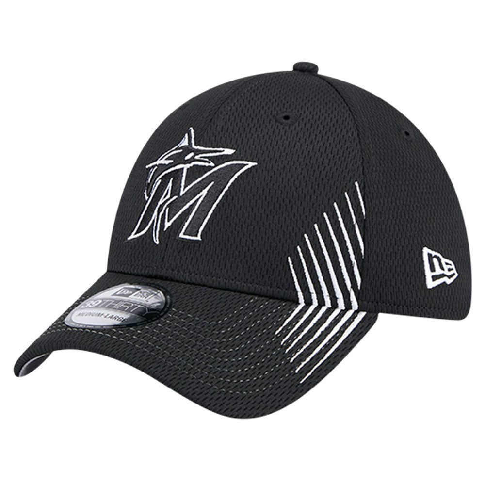 Miami Marlins New Era Active Dash Mark 39THIRTY Flex Hat - Black - New Era Discount