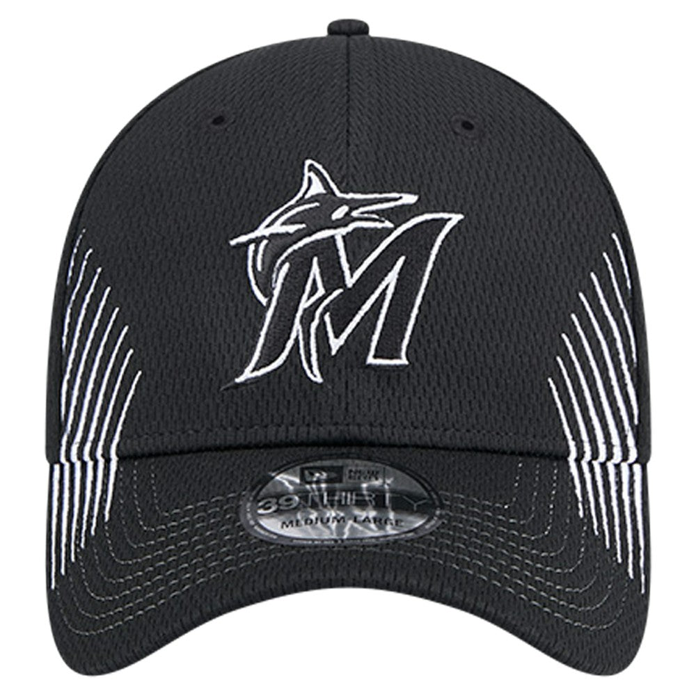 Miami Marlins New Era Active Dash Mark 39THIRTY Flex Hat - Black - New Era Discount