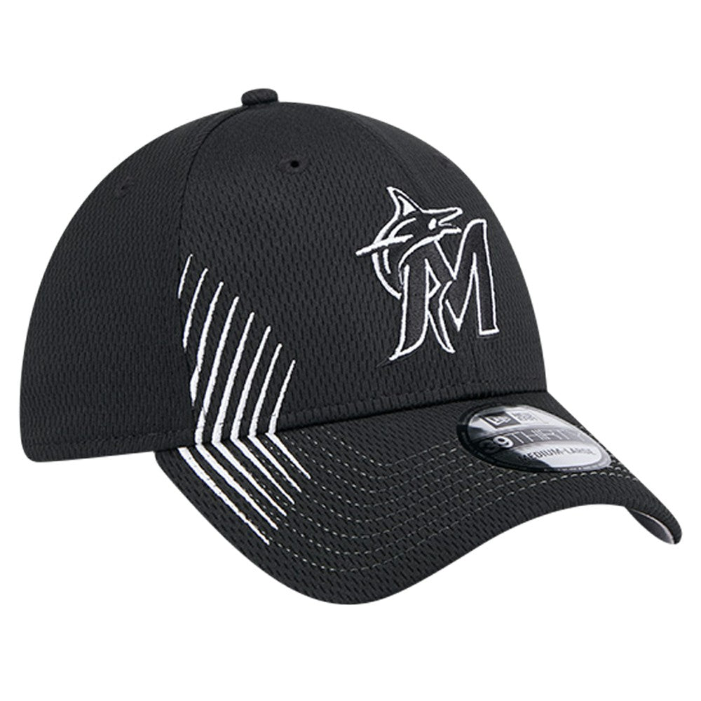 Miami Marlins New Era Active Dash Mark 39THIRTY Flex Hat - Black - New Era Discount