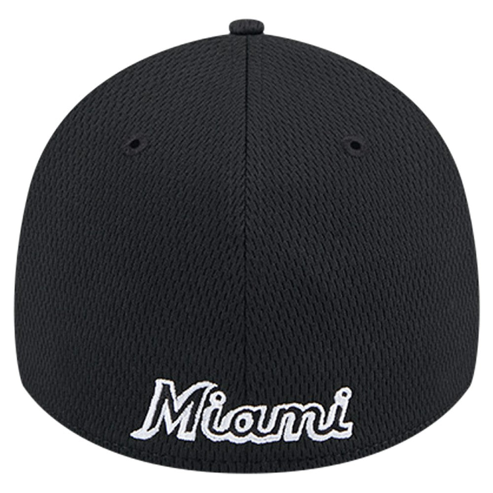 Miami Marlins New Era Active Dash Mark 39THIRTY Flex Hat - Black - New Era Discount