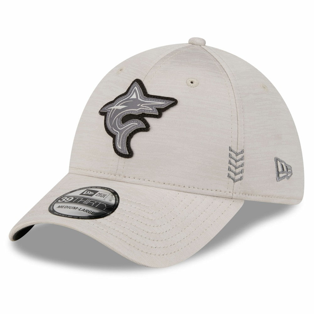 Miami Marlins New Era 2024 Clubhouse 39THIRTY Flex Hat - Cream - New Era Online