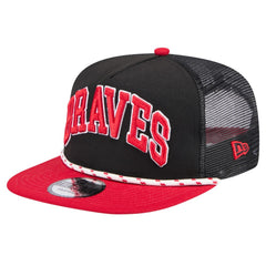 Atlanta Braves New Era Throwback Meshback Golfer Hat - Black - New Era Discount