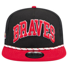 Atlanta Braves New Era Throwback Meshback Golfer Hat - Black - New Era Discount