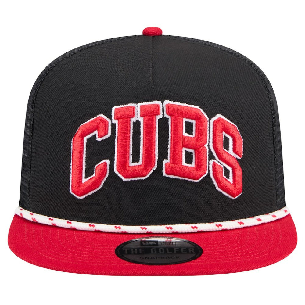 Chicago Cubs New Era Throwback Meshback Golfer Hat - Black - New Era on Sale