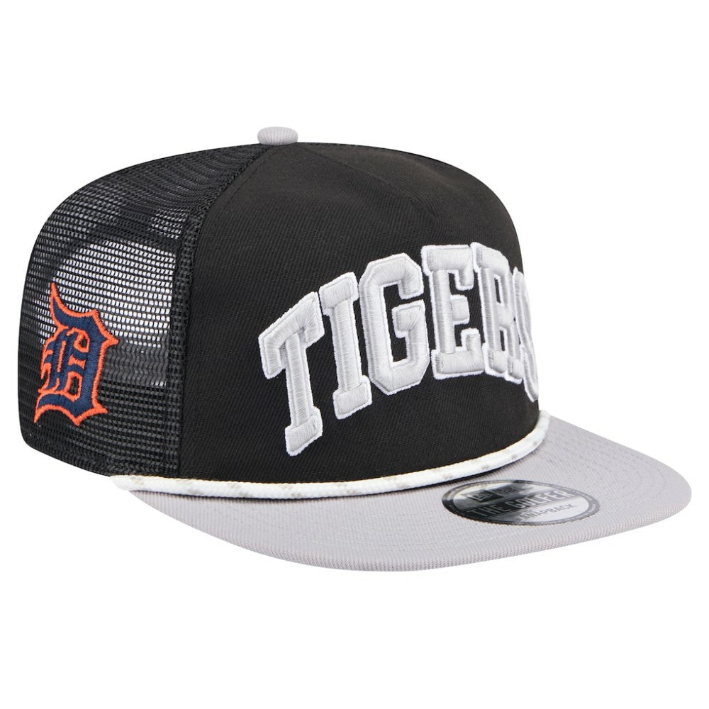 Detroit Tigers New Era Throwback Meshback Golfer Hat - Black - New Era Discount