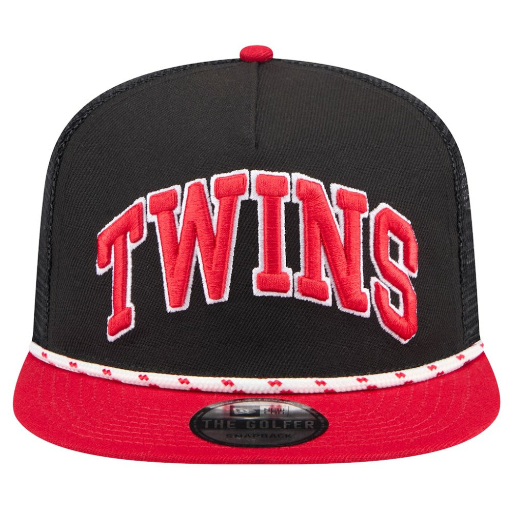 Minnesota Twins New Era Throwback Meshback Golfer Hat - Black - New Era Sale