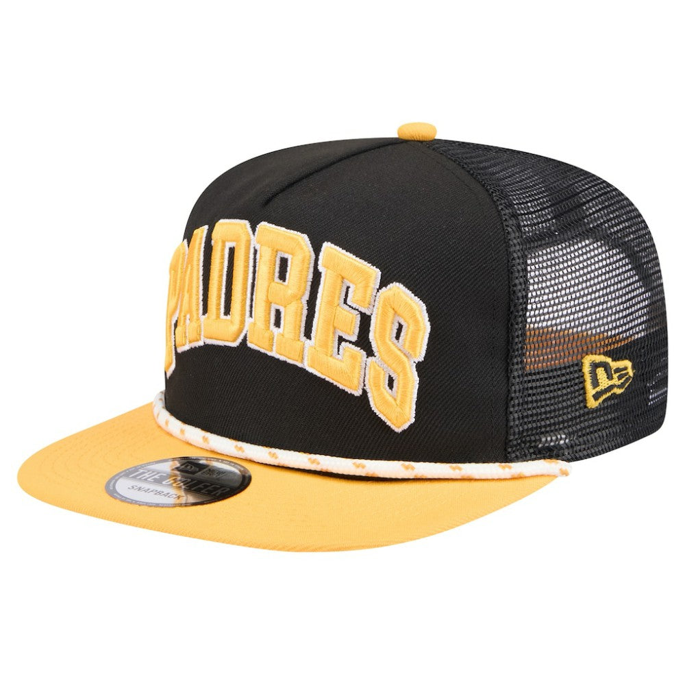 San Diego Padres New Era Throwback Meshback Golfer Hat - Black - New Era Lifestyle