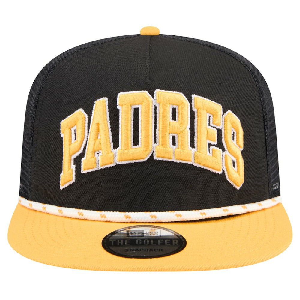 San Diego Padres New Era Throwback Meshback Golfer Hat - Black - New Era Lifestyle