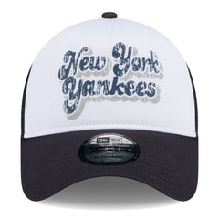 New York Yankees New Era Women's Throwback Team Foam Front A-Frame Trucker 9FORTY Adjustable Hat - White/Navy - New Era Sale