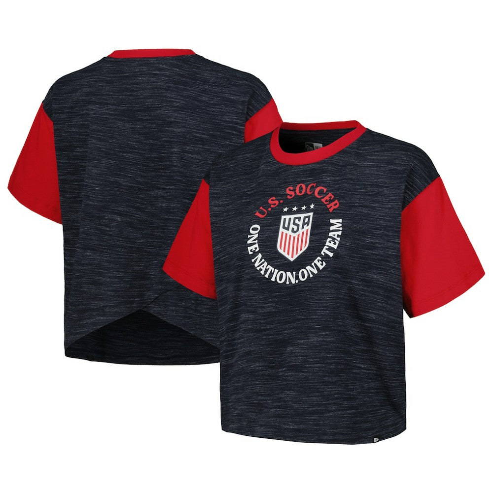 USWNT 5th & Ocean by New Era Women's Athletic Cross Back Cropped T-Shirt Navy - New Era