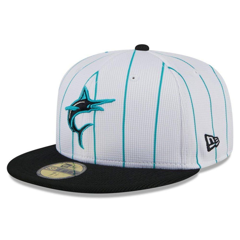 Miami Marlins New Era 2025 Batting Practice 59FIFTY Fitted Hat - White - New Era on Sale