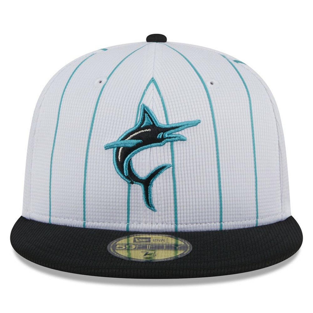 Miami Marlins New Era 2025 Batting Practice 59FIFTY Fitted Hat - White - New Era on Sale