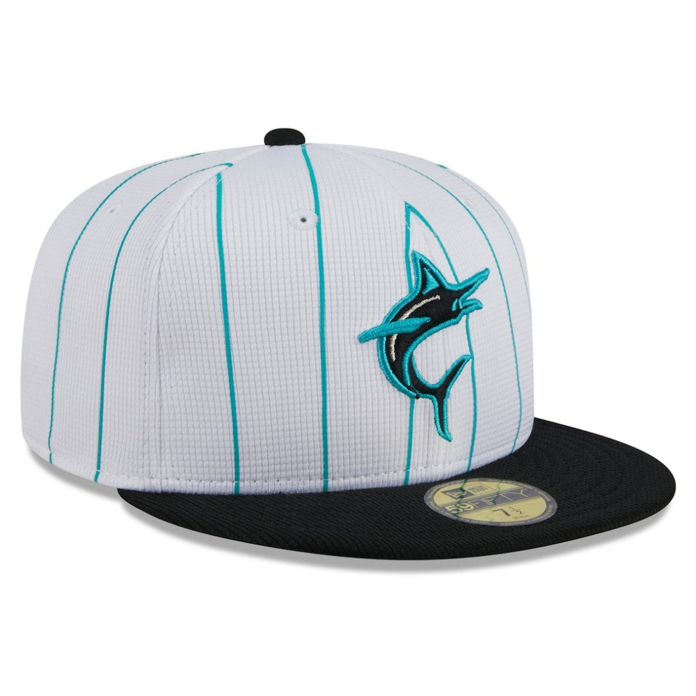 Miami Marlins New Era 2025 Batting Practice 59FIFTY Fitted Hat - White - New Era on Sale