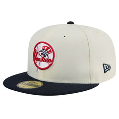 New York Yankees New Era Top Hat Chrome 59FIFTY Fitted Hat - Cream - New Era Lifestyle