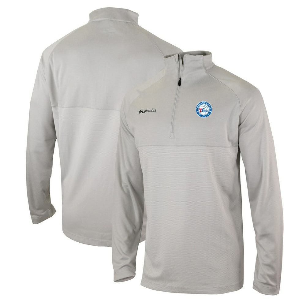 Philadelphia 76ers Omni-Wick Rockin' It Quarter-Zip Pullover Top Heather Gray | Columbia US