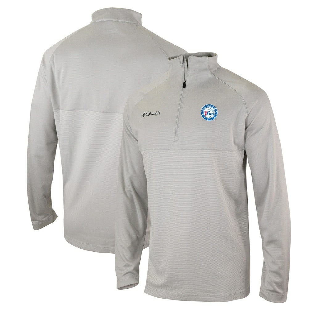 Philadelphia 76ers Omni-Wick Rockin' It Quarter-Zip Pullover Top Heather Gray | Columbia US
