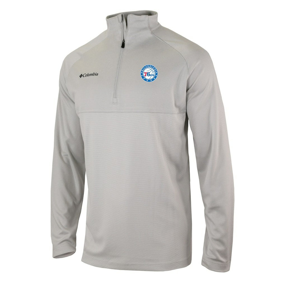 Philadelphia 76ers Omni-Wick Rockin' It Quarter-Zip Pullover Top Heather Gray | Columbia US