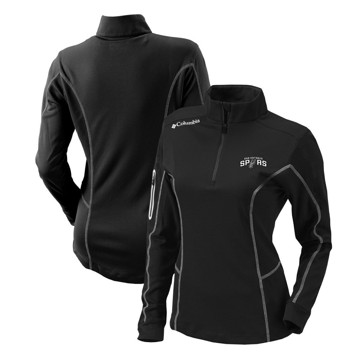 San Antonio Spurs Women's Omni-Wick Shotgun Quarter-Zip Pullover Top Black | Columbia US
