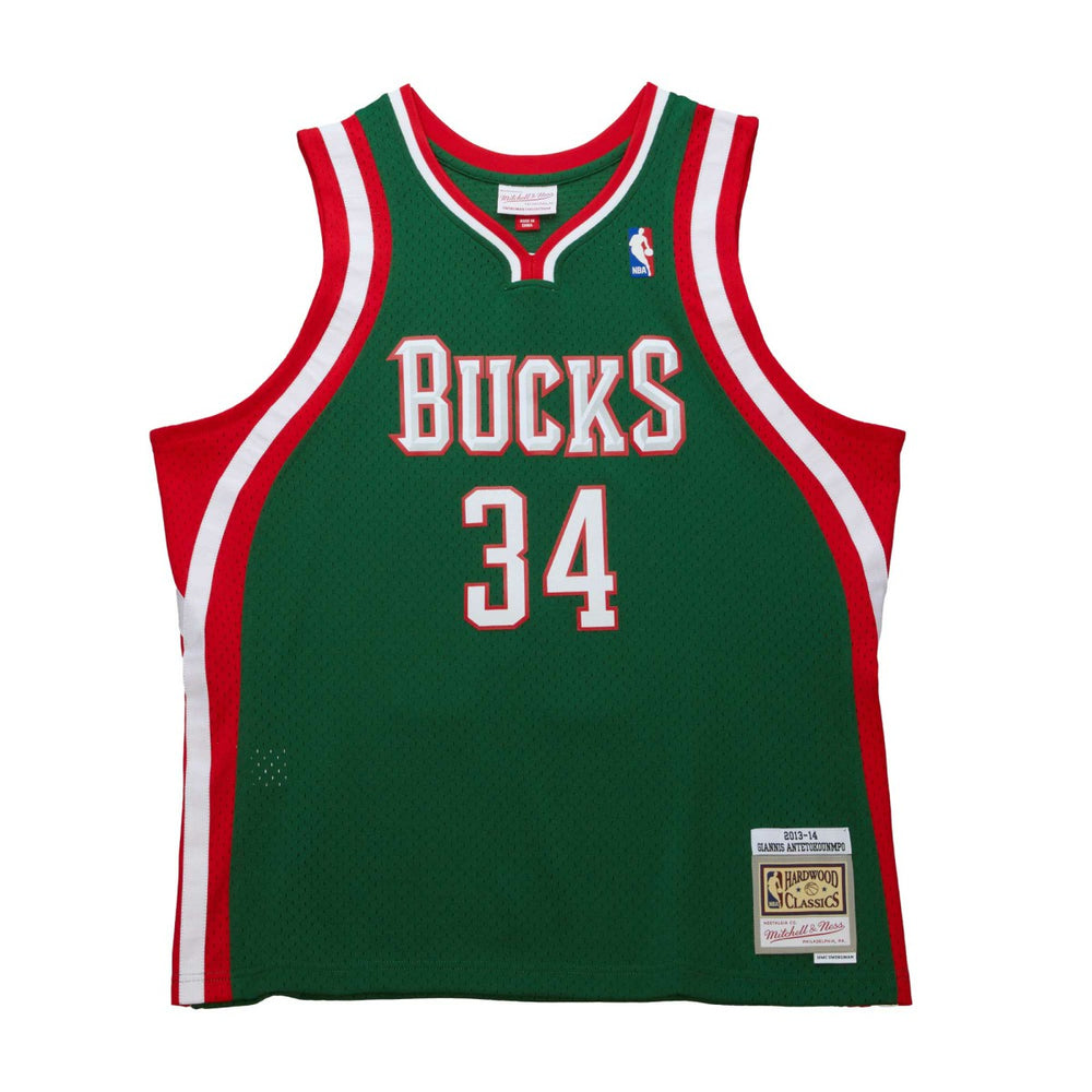 Giannis Antetokounmpo Milwaukee Bucks 2013/14 Hardwood Classics Swingman Jersey Hunter Green | Mitchell & Ness outlet