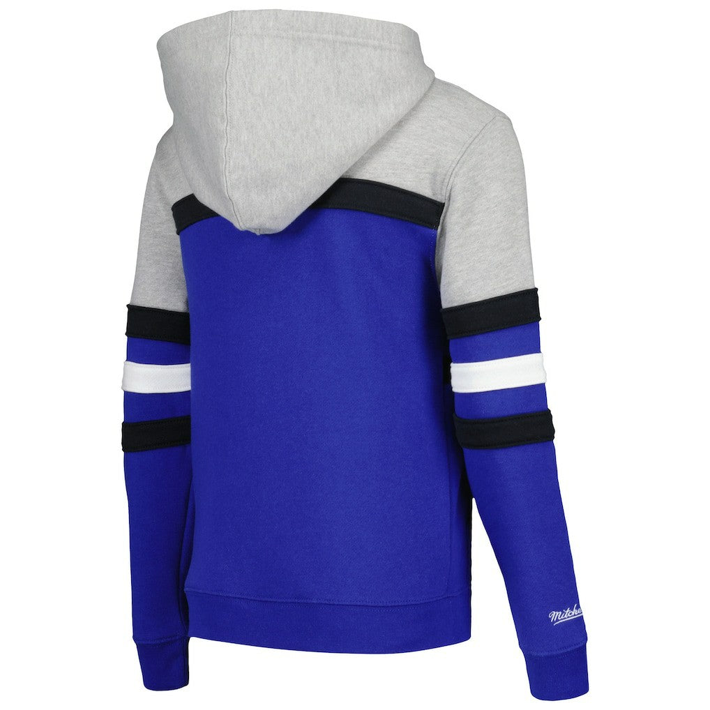 Orlando Magic Youth Hardwood Classics Head Coach Pullover Hoodie Blue/Heather Gray | Mitchell & Ness