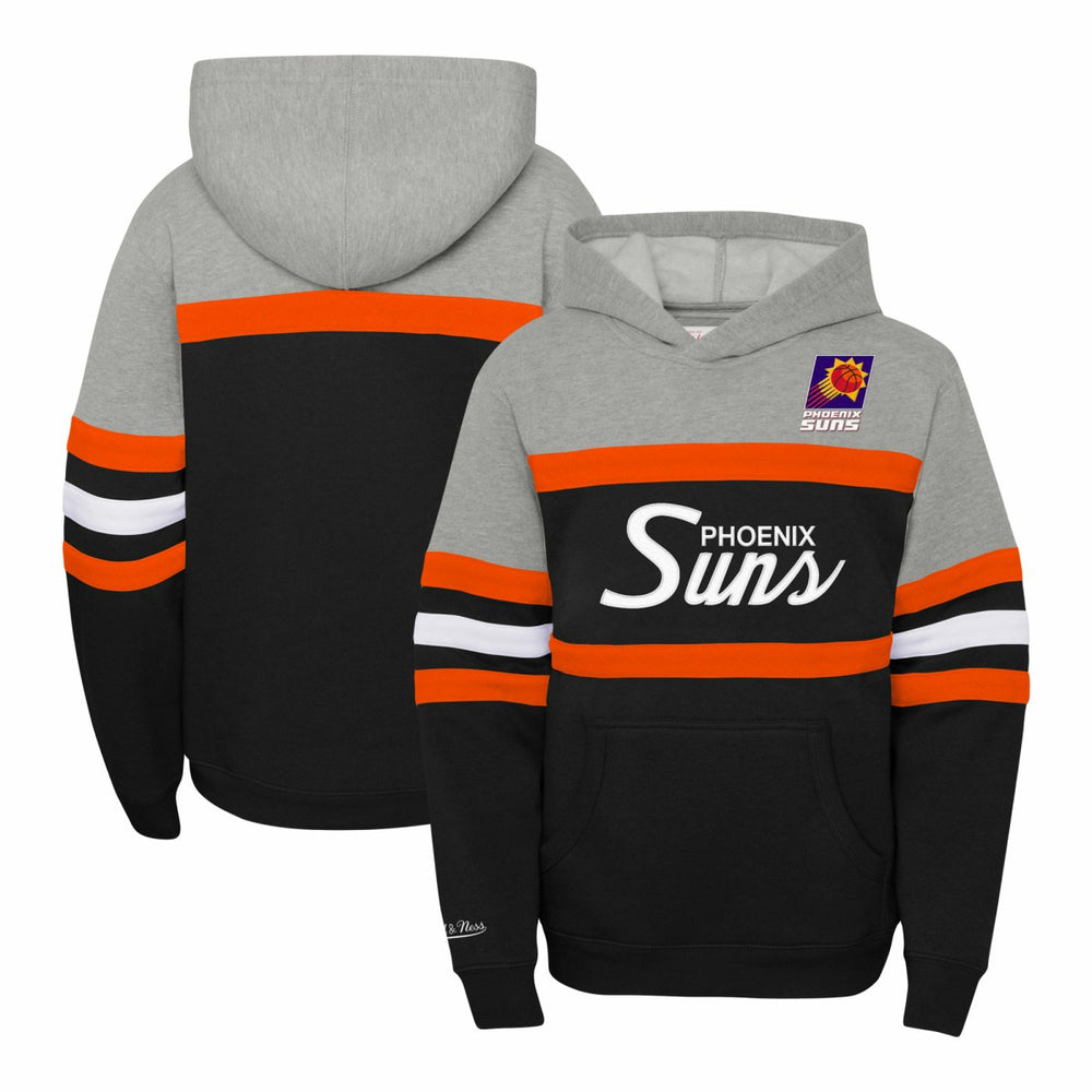 Phoenix Suns Youth Hardwood Classics Head Coach Pullover Hoodie Black/Heather Gray | Mitchell & Ness outlet