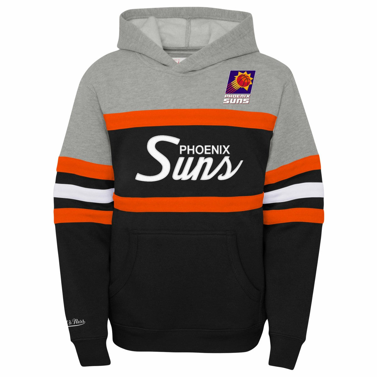 Phoenix Suns Youth Hardwood Classics Head Coach Pullover Hoodie Black/Heather Gray | Mitchell & Ness outlet