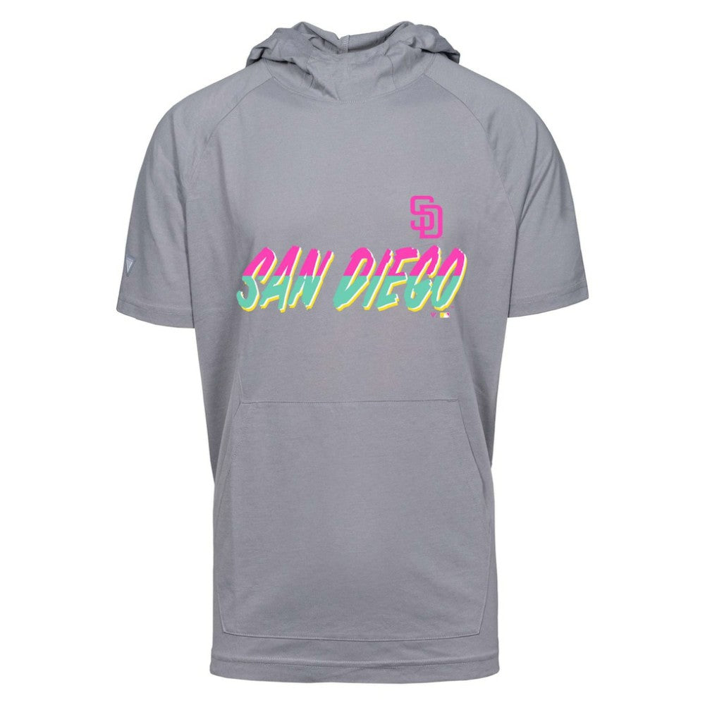 San Diego Padres Levelwear City Connect Phase Core Logo Short Sleeve Hoodie - Gray - MLB Discount