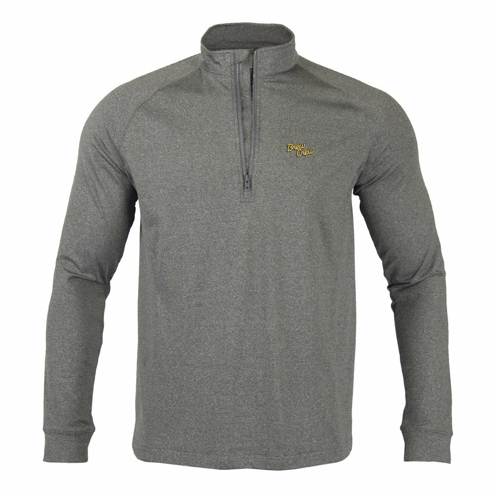 Milwaukee Brewers Levelwear City Connect Calibre Insignia Core Quarter-Zip Pullover Top - Heather Charcoal - MLB Discount