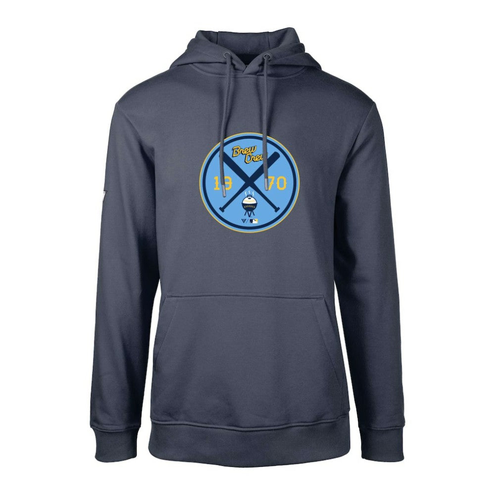 Milwaukee Brewers Levelwear City Connect Podium Strike Pullover Hoodie - Navy - MLB Lifestyle