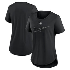 Tampa Bay Rays Nike Women's Big Swoosh Tri-Blend Scoop Neck T-Shirt - Black - Nike Discount