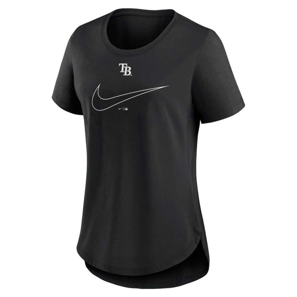Tampa Bay Rays Nike Women's Big Swoosh Tri-Blend Scoop Neck T-Shirt - Black - Nike Discount
