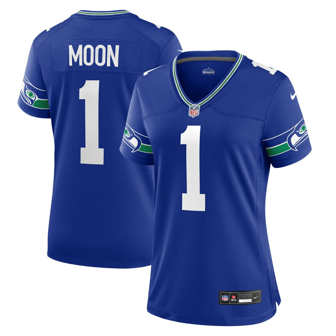 Nike Warren Moon Seattle Seahawks Women's Throwback Retired Player Game Jersey Royal