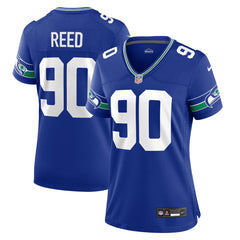 Nike Jarran Reed Seattle Seahawks Women's Throwback Player Game Jersey Royal