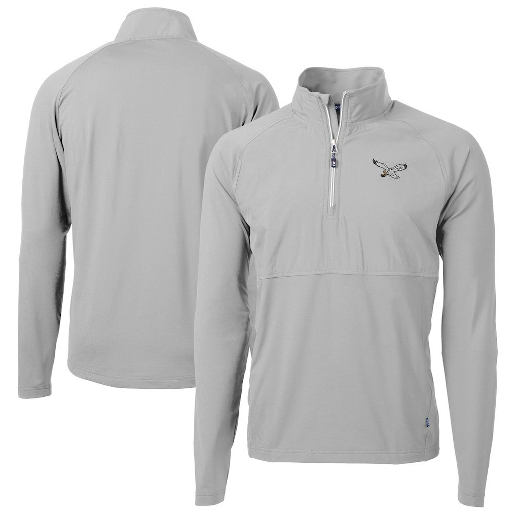 Philadelphia Eagles Cutter & Buck Adapt Eco Knit Hybrid Recycled Quarter-Zip Pullover Jacket Silver