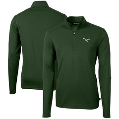 Philadelphia Eagles Cutter & Buck Virtue Eco Pique Recycled Quarter-Zip Pullover Hunter Green