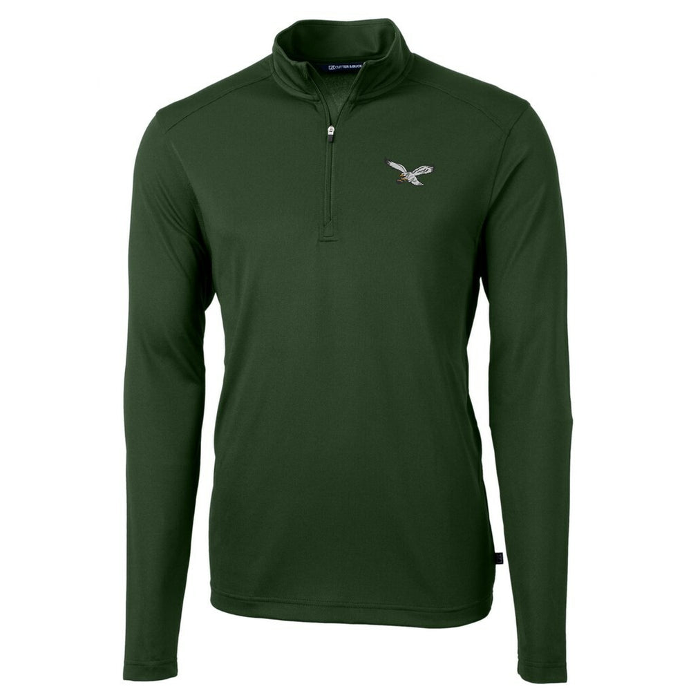 Philadelphia Eagles Cutter & Buck Virtue Eco Pique Recycled Quarter-Zip Pullover Hunter Green