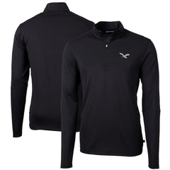Philadelphia Eagles Cutter & Buck Virtue Eco Pique Recycled Quarter-Zip Pullover Black