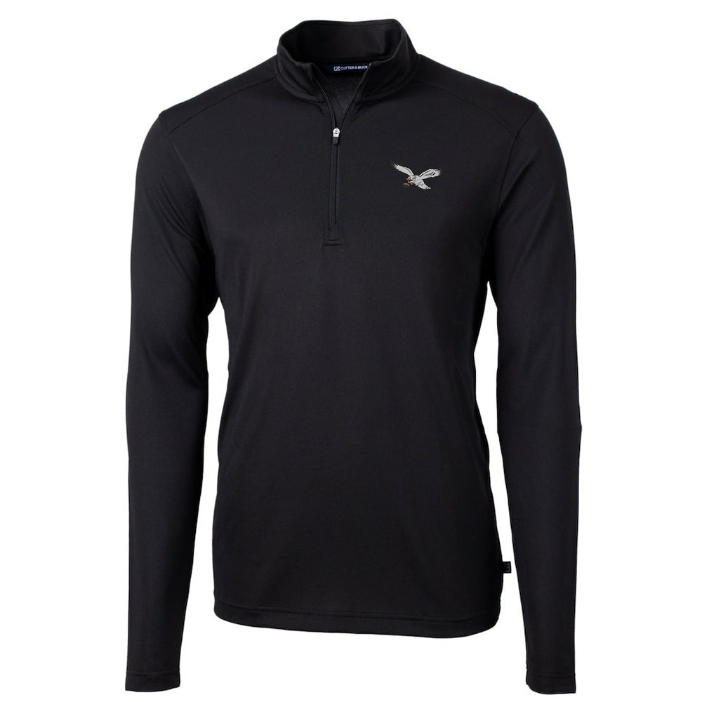 Philadelphia Eagles Cutter & Buck Virtue Eco Pique Recycled Quarter-Zip Pullover Black